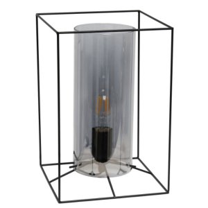 All LHT-5060-SM Lalia Home Black Framed Table Lamp With Smoked Cylinde