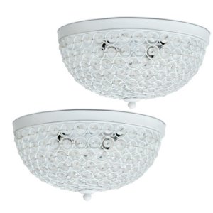 All FM1000-WHT-2PK Elegant Designs 2 Light Elipse Crystal Flush Mount 