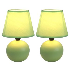 All LT2008-GRN-2PK Simple Designs  Mini Ceramic Globe Table Lamp 2 Pac