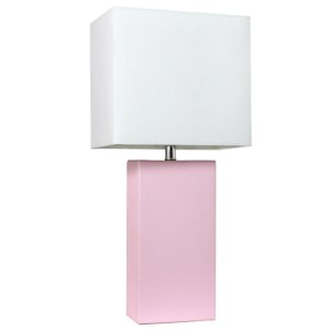 All LT1025-BPK Elegant Designs Modern Leather Table Lamp With White Fa