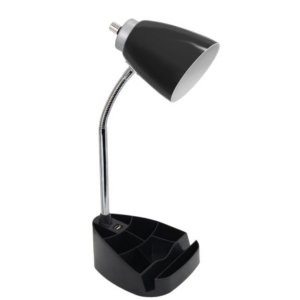 All LD1056-BLK Limelights Gooseneck Organizer Desk Lamp With Ipad Tabl