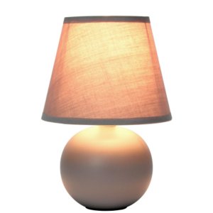 All LT2008-GRY Simple Designs Mini Ceramic Globe Table Lamp, Gray