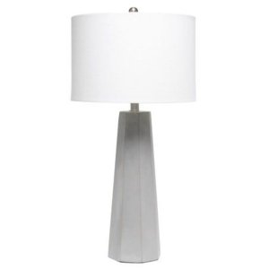 All LHT-5011-WH Lalia Home Concrete Pillar Table Lamp With White Fabri