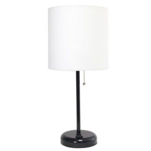 All LT2024-BAW Limelights Black Stick Lamp With Charging Outlet And Fa