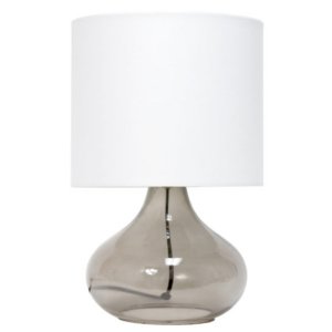 All LT2063-SMW Simple Designs Glass Raindrop Table Lamp With Fabric Sh