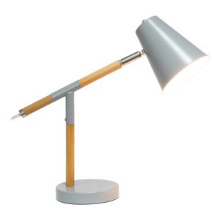 All LD1059-GRY Simple Designs Gray Matte And Wooden Pivot Desk Lamp