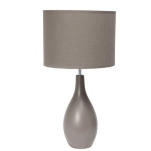 All LT2002-GRY Simple Designs Oval Bowling Pin Base Ceramic Table Lamp