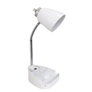 All LD1056-WHT Limelights Gooseneck Organizer Desk Lamp With Ipad Tabl