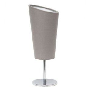 All LT2061-GRY Simple Designs Mini Chrome Table Lamp With Angled Fabri