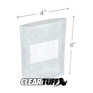 International PBW40406 White Block 4 X 6 4 Mil Flat Poly Bags