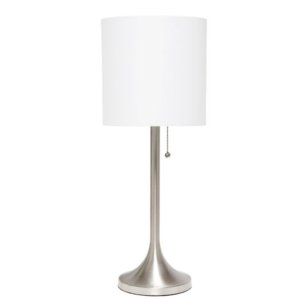 All LT1076-BNW Simple Designs Brushed Nickel Tapered Table Lamp With W