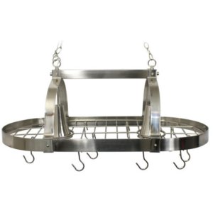 All PR1000-BSN Elegant Designs Brushed Nickel 2 Light Kitchen Pot Rack