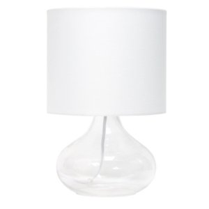 All LT2063-CLW Simple Designs Glass Raindrop Table Lamp With Fabric Sh