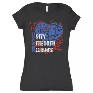 Fox 64-0929 XXL Women's Cotton Tee Unity Strength Alliance - Black 2xl