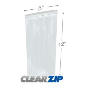 International CZH20512 Clearzip Lock Top Hang Hole Bags  5 X 12 2 Mil