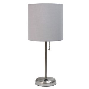 All LT2024-GRY Limelights Stick Lamp With Charging Outlet And Fabric S