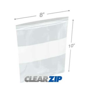 International CZW20810 White Block Clearzip Lock Top Bags  2 Mil 8 X 1