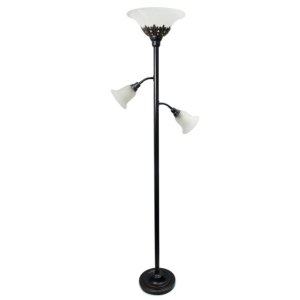 All LF2002-RBW Elegant Designs 3 Light Floor Lamp With White Scalloped