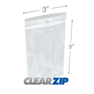 International CZW20305 White Block Clearzip Lock Top Bags  2 Mil 3 X 5