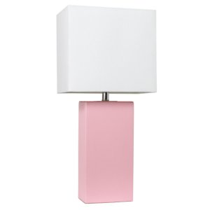 All LT1025-PNK Elegant Designs Modern Leather Table Lamp With White Fa