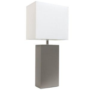 All LT1025-GRY Elegant Designs Modern Leather Table Lamp With White Fa