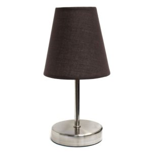 All LT2013-BWN Simple Designs Sand Nickel Mini Basic Table Lamp With F