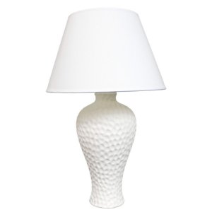 All LT2004-WHT Simple Designs Textured Stucco Curvy Ceramic Table Lamp