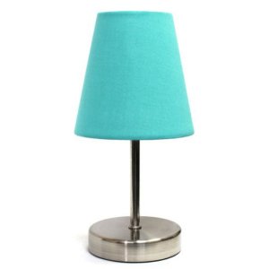 All LT2013-BLU Simple Designs Sand Nickel Mini Basic Table Lamp With F