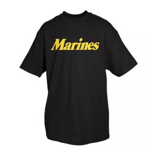 Fox 64-620 L Marines Black T-shirt Yellow Imprint - Large