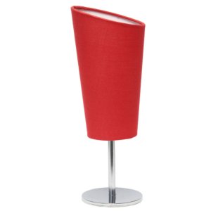 All LT2061-RED Simple Designs Mini Chrome Table Lamp With Angled Fabri