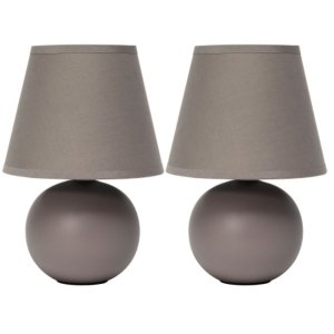 All LT2008-GRY-2PK Simple Designs Mini Ceramic Globe Table Lamp 2 Pack