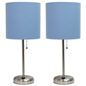 All LC2001-BLU-2PK Limelights Brushed Steel Stick Lamp With Charging O