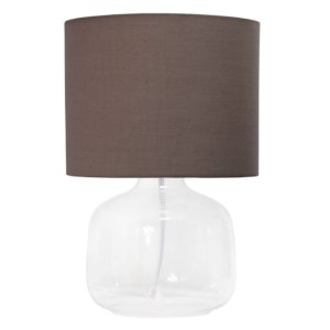 All LT2064-CLG Simple Designs  Glass Table Lamp With Fabric Shade, Cle