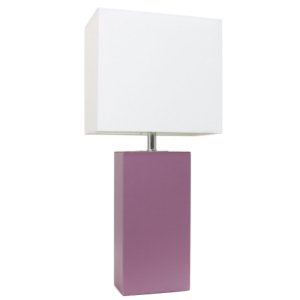 All LT1025-PRP Elegant Designs Modern Leather Table Lamp With White Fa