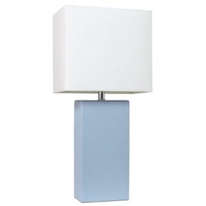 All LT1025-PWK Elegant Designs Modern Leather Table Lamp With White Fa