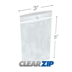 International CZH40305 Clearzip Lock Top Hang Hole Bags  3 X 5 4 Mil