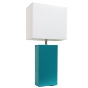 All LT1025-TEL Elegant Designs Modern Leather Table Lamp With White Fa