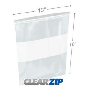 International CZW41318 White Block Clearzip Lock Top Bags  4 Mil 13 X 