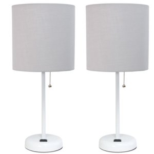 All LC2001-GOW-2PK Limelights White Stick Lamp With Charging Outlet An