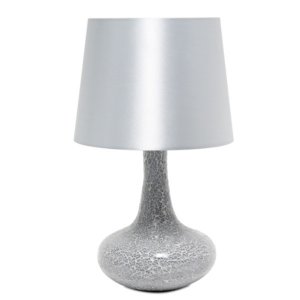 All LT3039-GRY Simple Designs Mosaic Tiled Glass Genie Table Lamp With