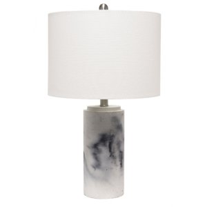 All LHT-5012-WH Lalia Home Marbleized Table Lamp With White Fabric Sha