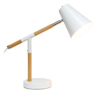 All LD1059-WHT Simple Designs White Matte And Wooden Pivot Desk Lamp