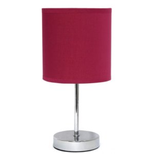 All LT2007-WNE Simple Designs Chrome Mini Basic Table Lamp With Fabric