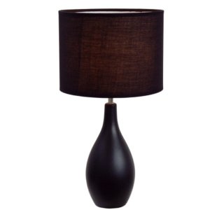 All LT2002-BLK Simple Designs Oval Bowling Pin Base Ceramic Table Lamp