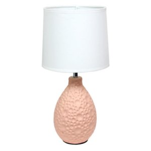 All LT2003-PNK Simple Designs Textured  Stucco Ceramic Oval Table Lamp