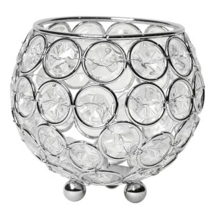 All HG1005-CHR Elegant Designs Elipse Crystal Circular Bowl Candle Hol