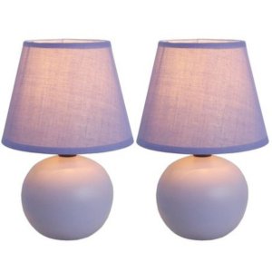 All LT2008-PRP-2PK Simple Designs  Mini Ceramic Globe Table Lamp 2 Pac