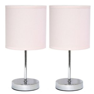 All LT2007-BPK-2PK Simple Designs Chrome Mini Basic Table Lamp With Fa