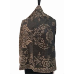 In IN117 Pattern Pashmina Black