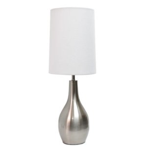 All LT3303-BSN Simple Designs 1 Light Tear Drop Table Lamp, Brushed Ni